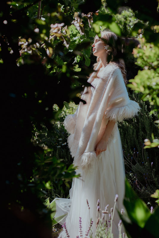 Sky Ostrich Feather Shawl